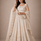 Ivory Embroidered Sider Gown with Floral Net Dupatta