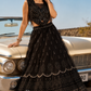 Midnight Black Couture Lehenga Set with Sculpted Sequined Blouse and Layered Embellished Skirt