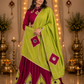 Kesarika Gulnaar Aaina Lehenga Set with Lime Draped Dupatta