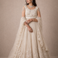 Ivory Embroidered Sider Gown with Floral Net Dupatta