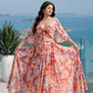 Coastal Bloom Printed Resort Lehenga Set with Tie-Front Cape Blouse and Flared Floral Skirt