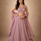 Blush Pink Hand-Embroidered Sequins Lehenga Set with Net Dupatta