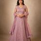 Blush Pink Hand-Embroidered Sequins Lehenga Set with Net Dupatta