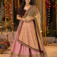 Rose Pink Lehenga with Maroon Embroidered Blouse & Antique Dupatta
