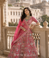 Rani Pink Heritage Storywork Bridal Lehenga with Embroidered Dupatta