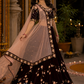 Deep Wine Velvet Floral Embroidered Lehenga Set with Rose Border Net Dupatta