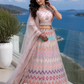Pastel Rainbow Chevron Embroidered Lehenga Set with Shimmering Silver Heritage Detailing