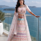 Pastel Rainbow Chevron Embroidered Lehenga Set with Shimmering Silver Heritage Detailing