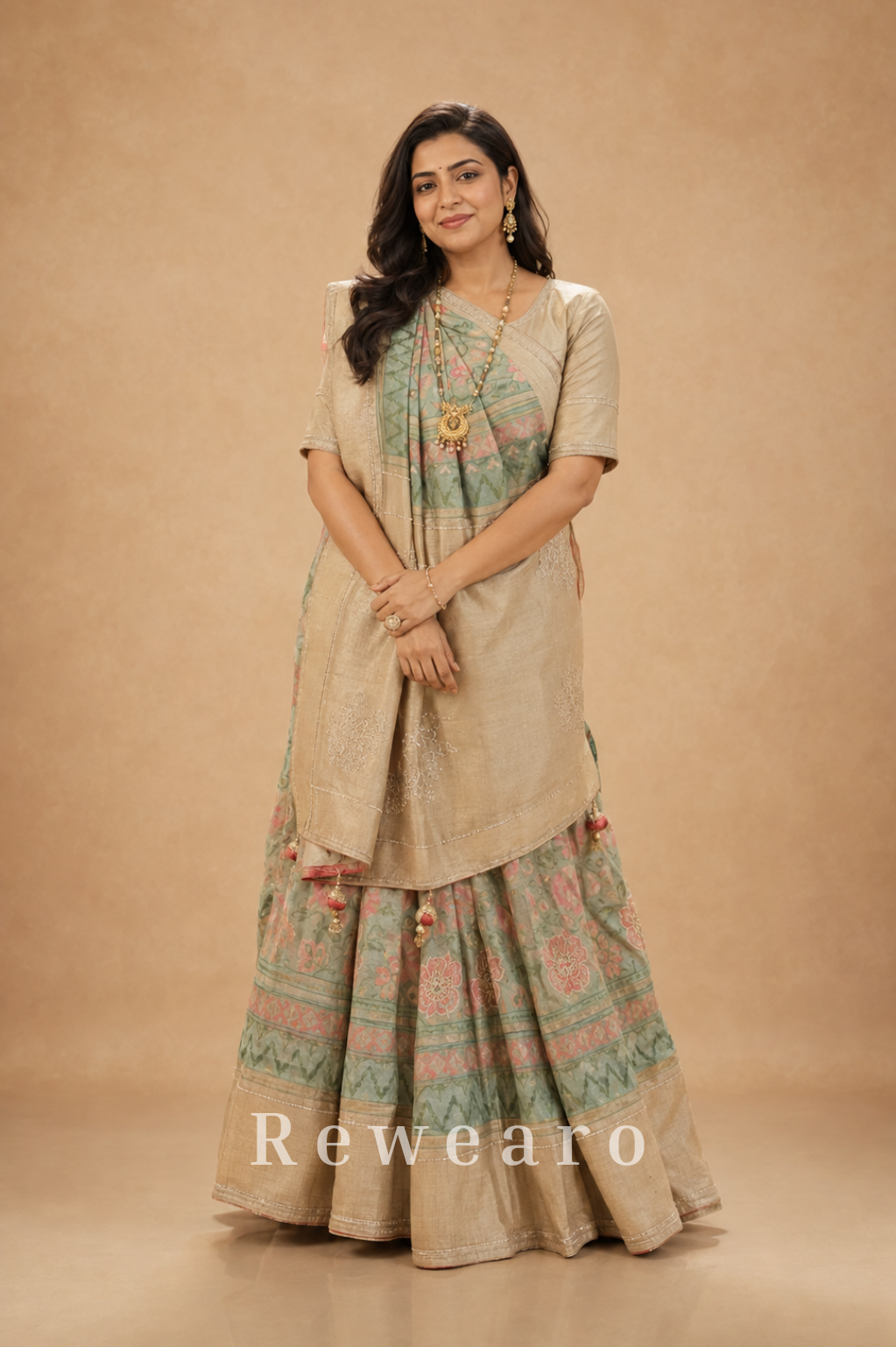 Mrinalika Vasundhara Kalidar Set with Heritage Floral Woven Panels