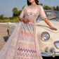 Pastel Rainbow Chevron Embroidered Lehenga Set with Shimmering Silver Heritage Detailing