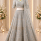 Ice Blue Heavily Embroidered Bridal Lehenga with Net Dupatta