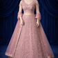 Blush Pink Hand-Embroidered Sequins Lehenga Set with Net Dupatta